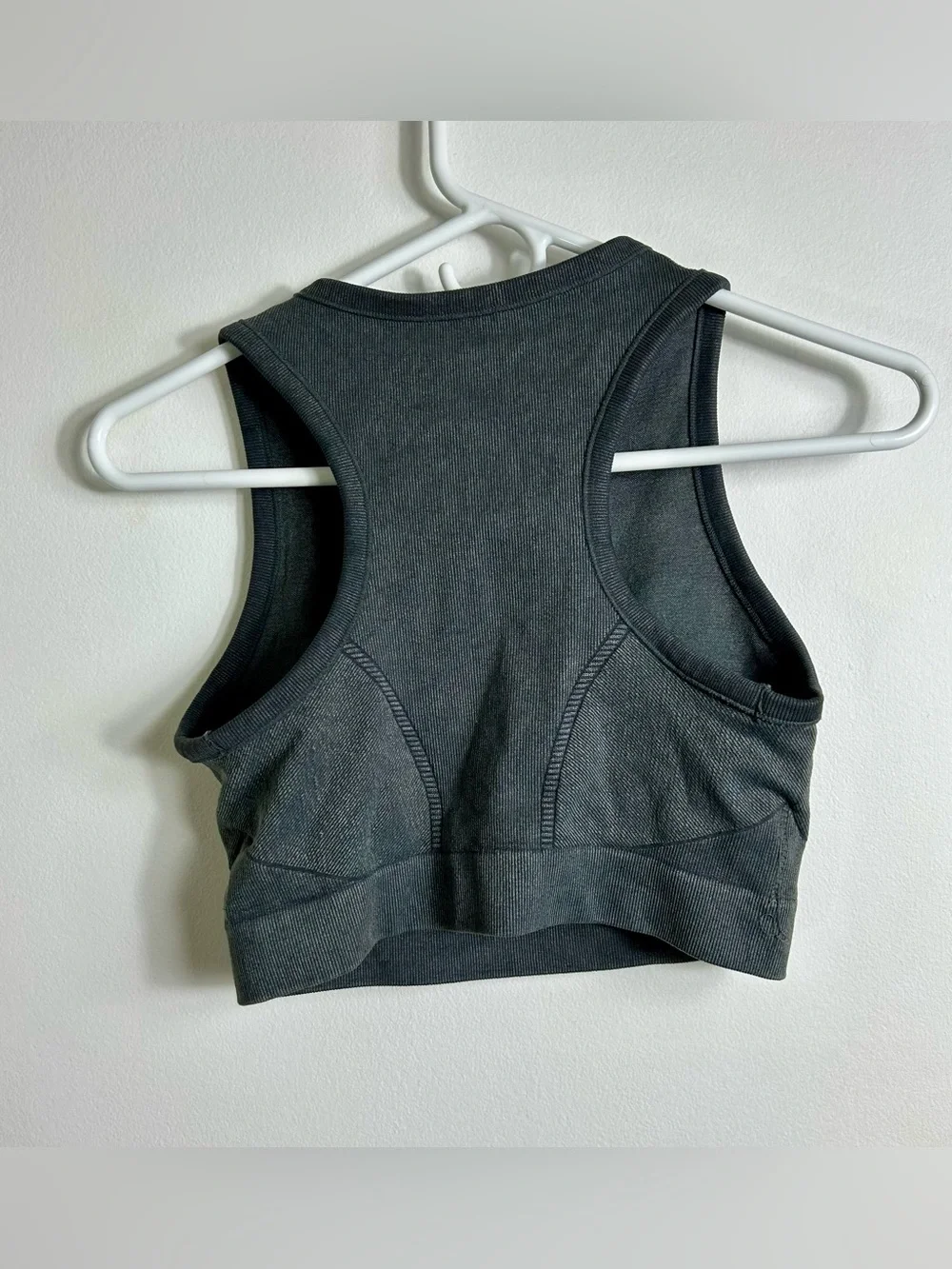 OFFLINE by Aerie Seamless Zip Front Sports Bra, Charcoal, Women’s Medium